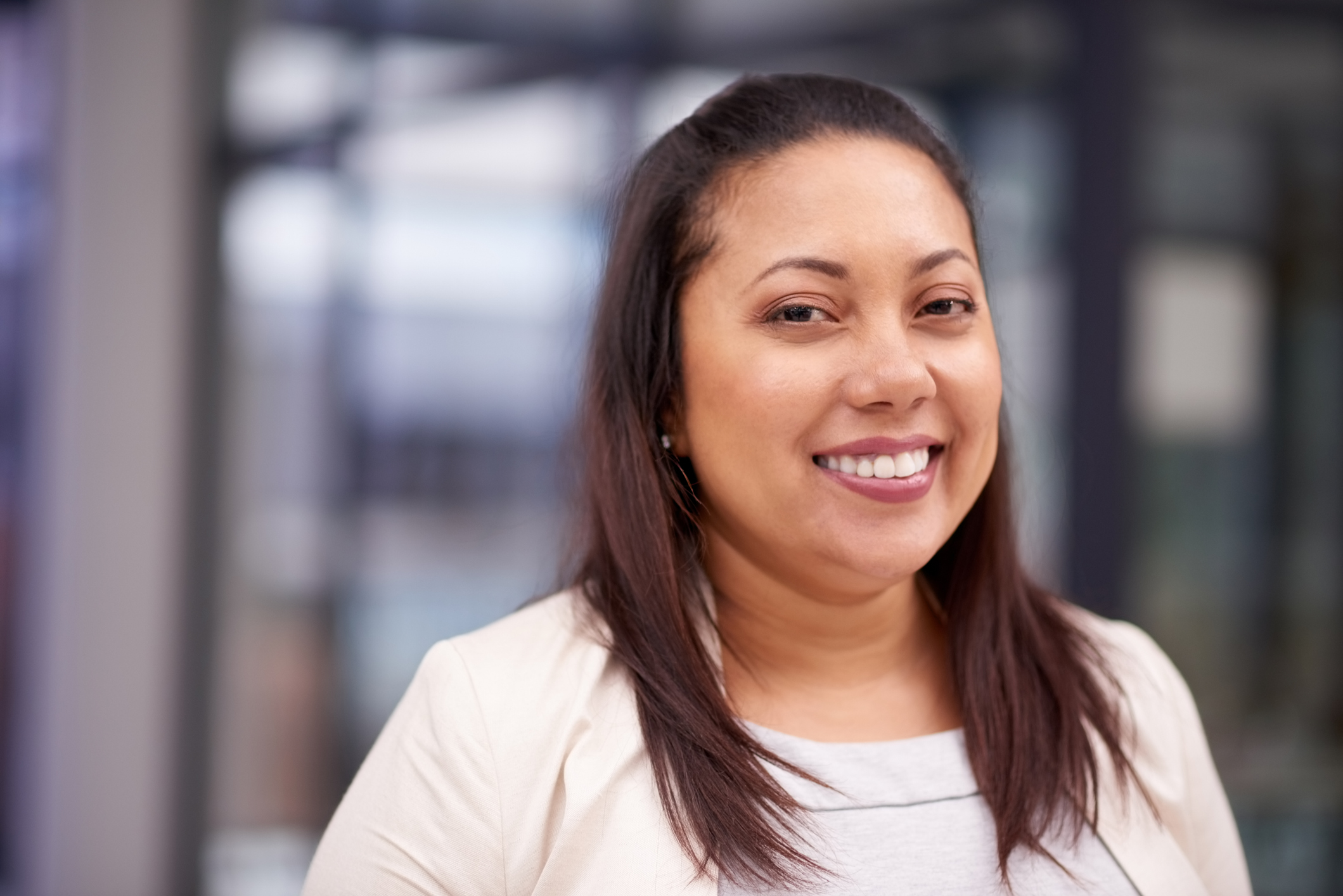 Woman smiling staring at the camera