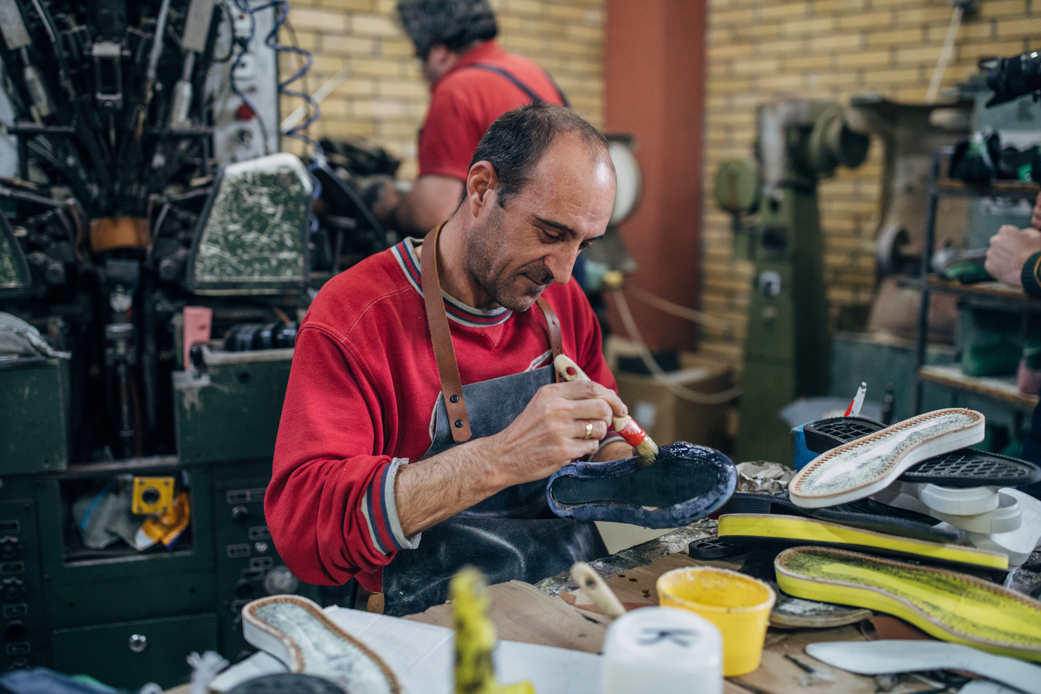 Man working in a shoe shop